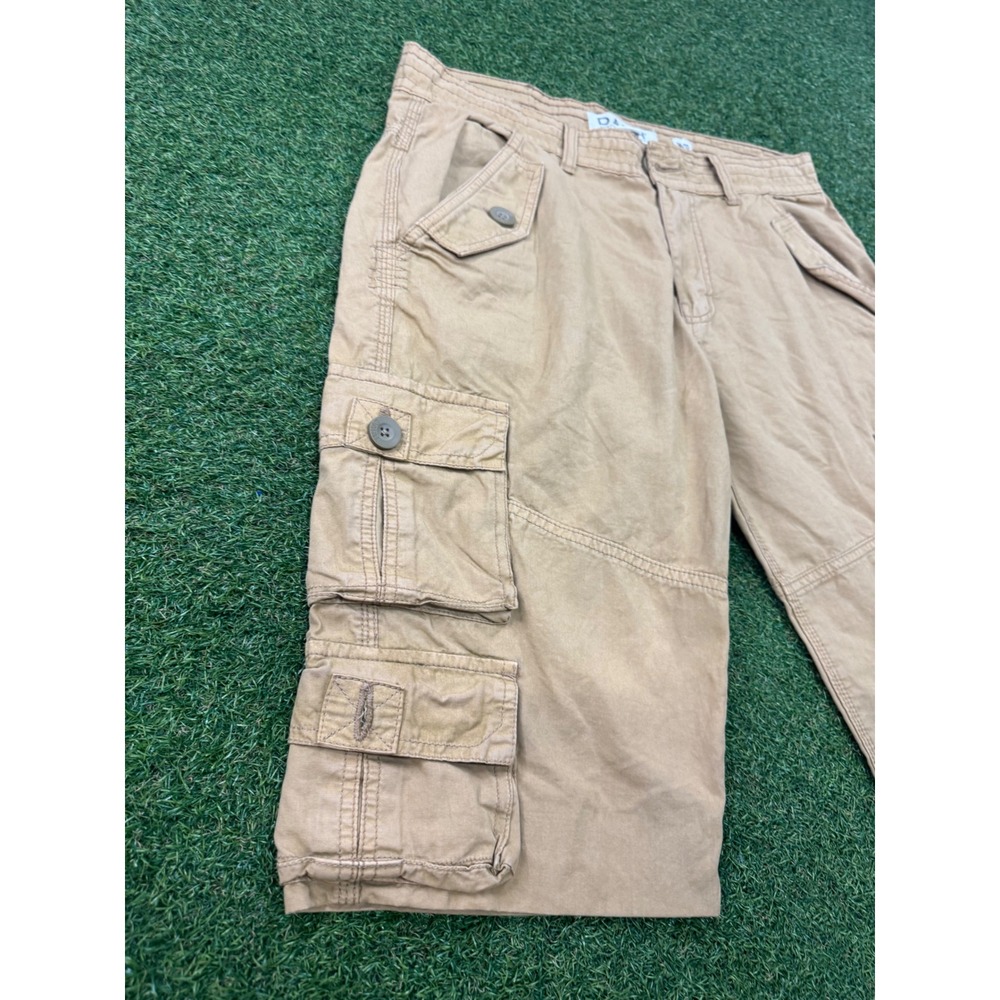 DASH American Designers Mens Khaki Cargo Shorts Size 36 Tan Cotton Multi Pocket - Picture 3 of 7